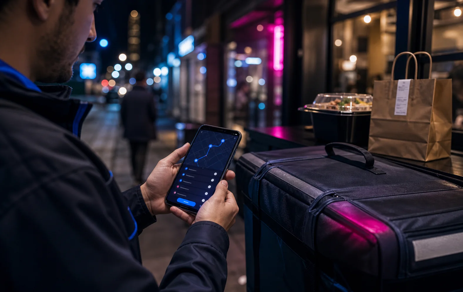 Courier delivery route and status workflow on a mobile phone