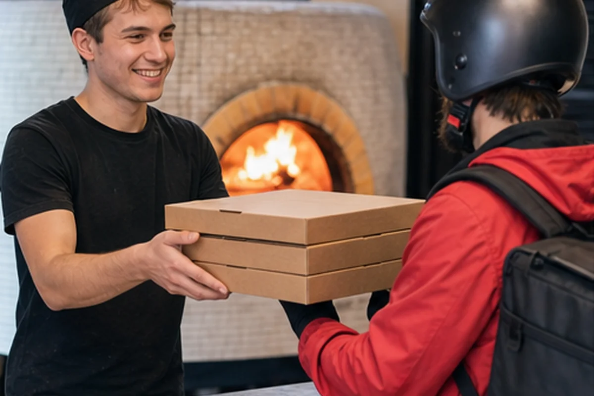 Pizzeria team coordinating order production