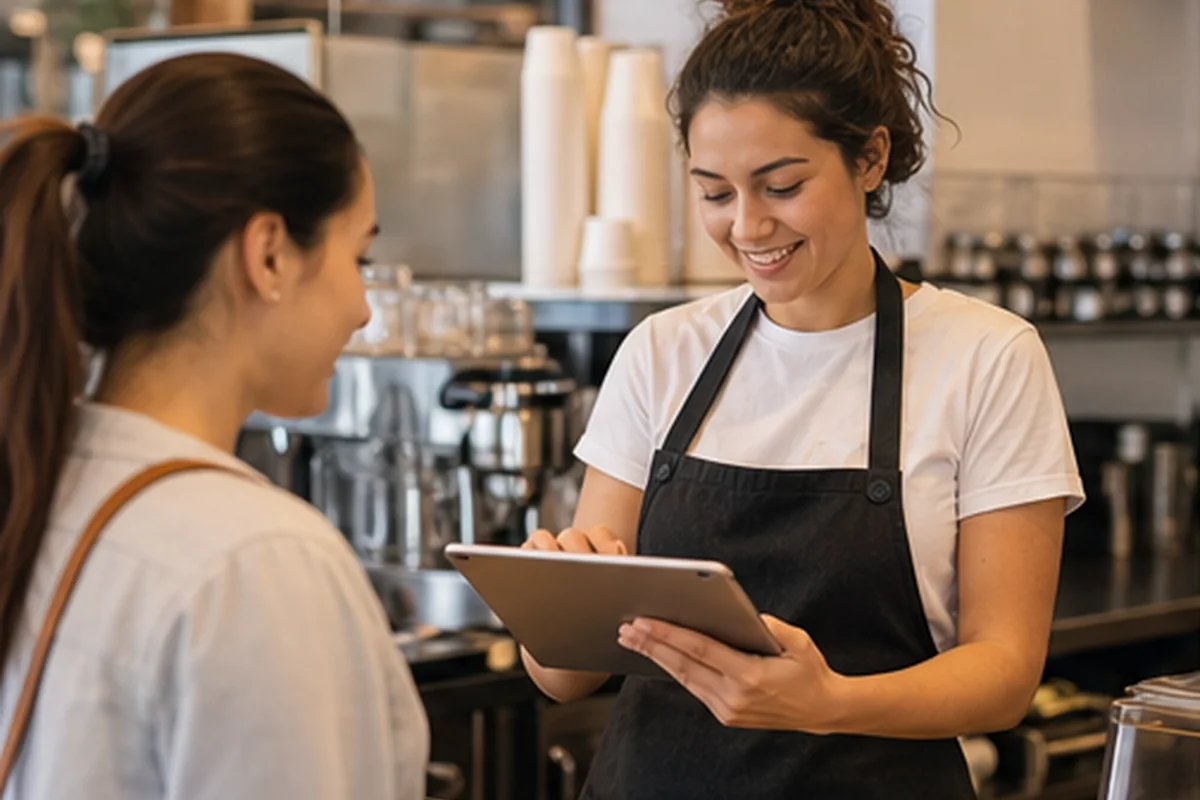 Point of sale operation in a busy cafe