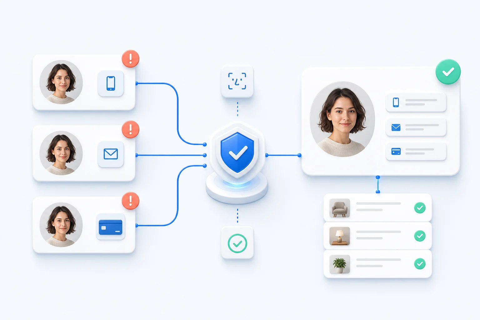CRM объединяет телефон, email и платежную карту в один проверенный профиль клиента